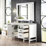 Addison 60" Single Vanity, Glossy White, w/ 3 CM Siberian Silestone Top
