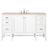 Addison 60" Single Vanity, Glossy White, w/ 3 CM Tajnar Eclos Top
