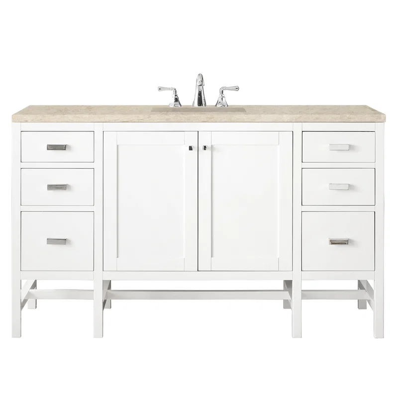 Addison 60" Single Vanity, Glossy White, w/ 3 CM Tajnar Eclos Top