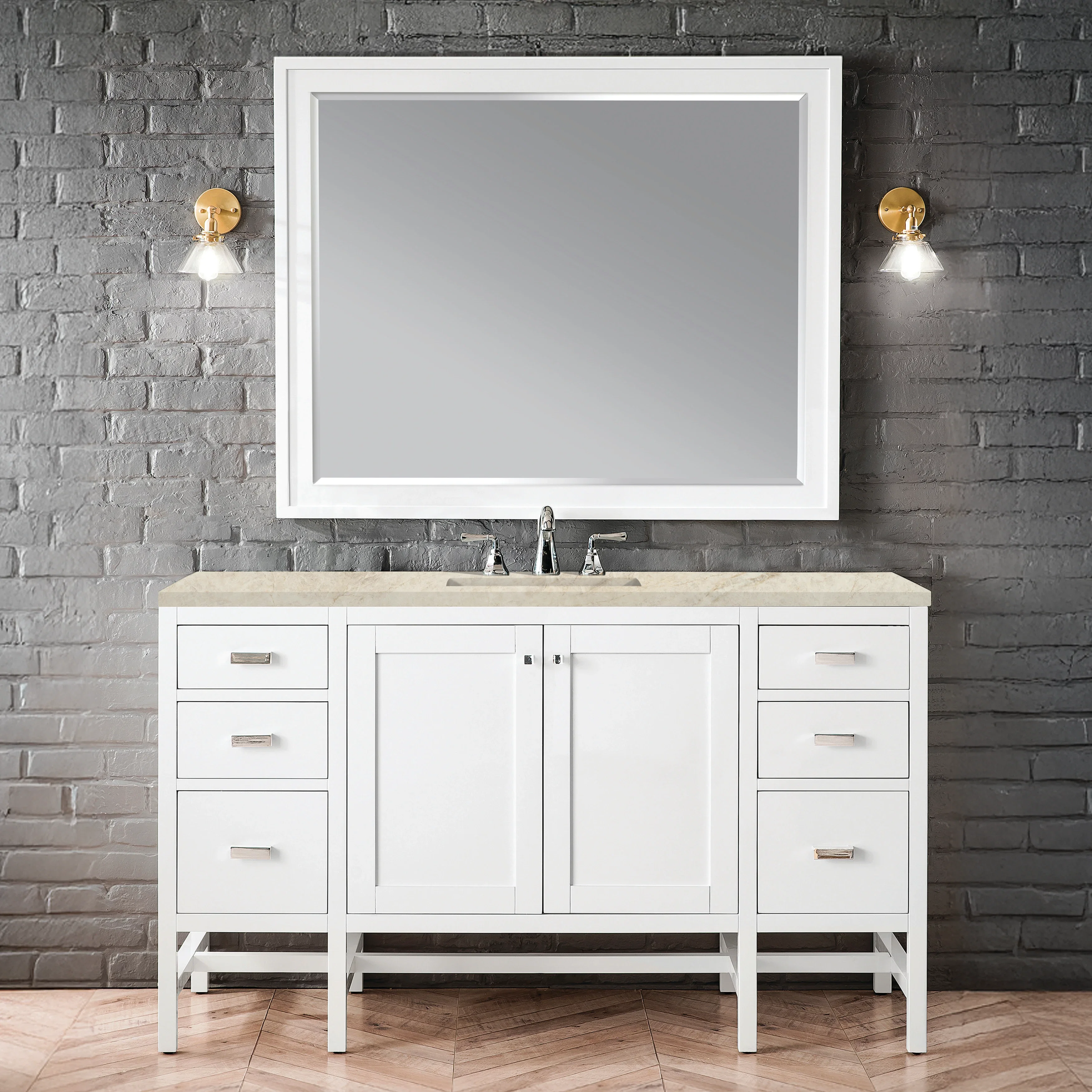 Addison 60" Single Vanity, Glossy White, w/ 3 CM Tajnar Eclos Top