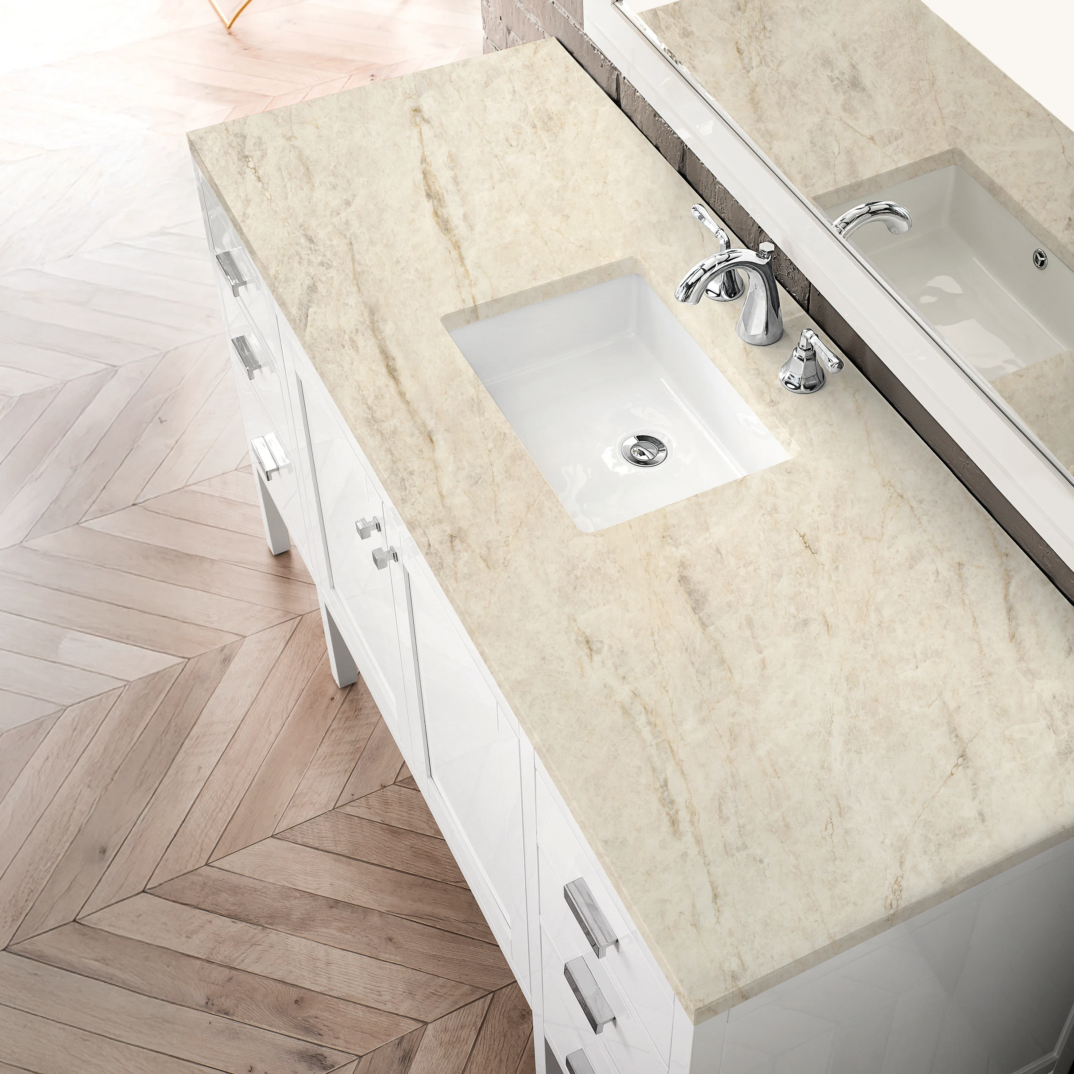 Addison 60" Single Vanity, Glossy White, w/ 3 CM Tajnar Eclos Top