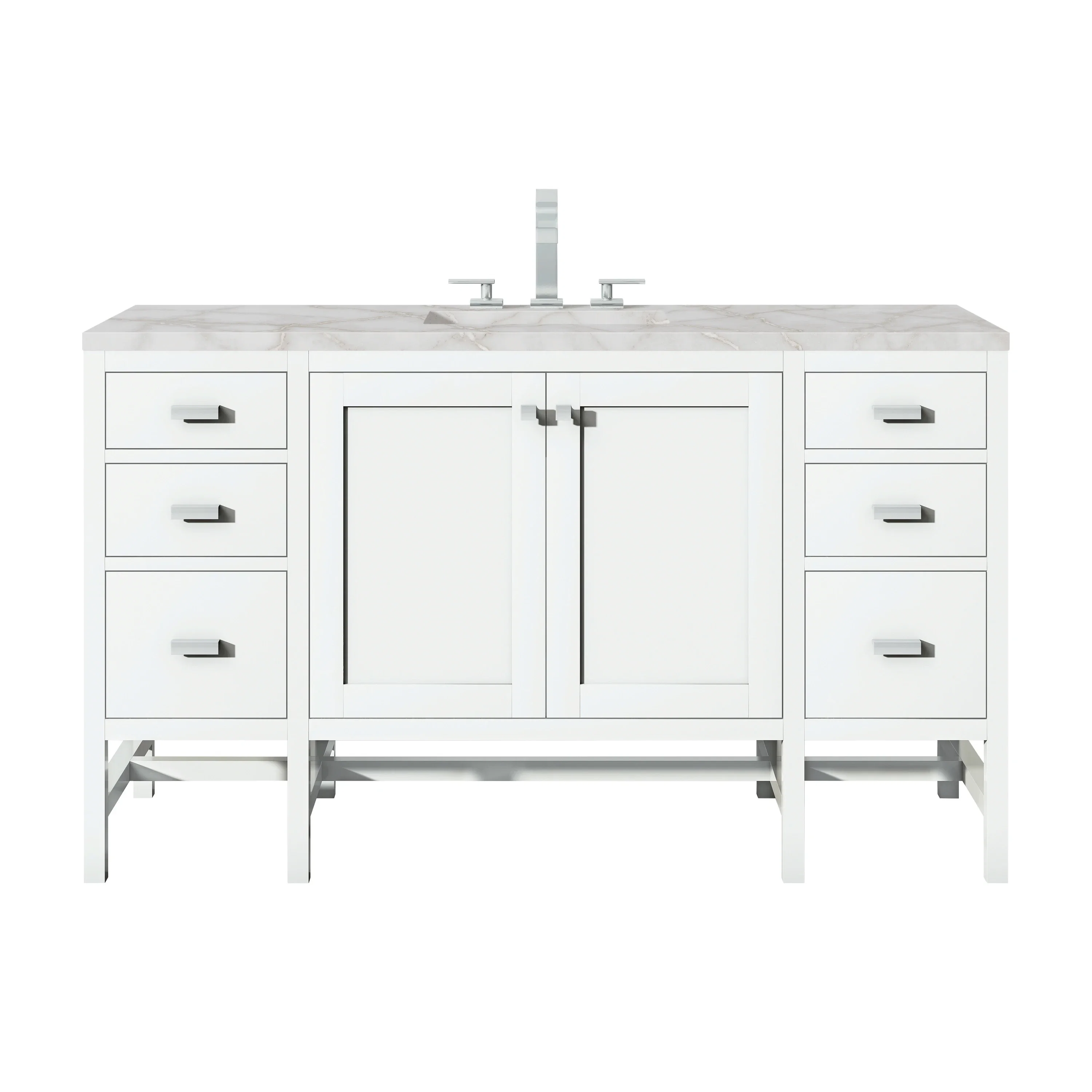Addison 60" Single Vanity, Glossy White w/ 3 CM Victorian Silver Silestone Top