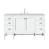 Addison 60" Single Vanity, Glossy White w/ 3 CM Victorian Silver Silestone Top