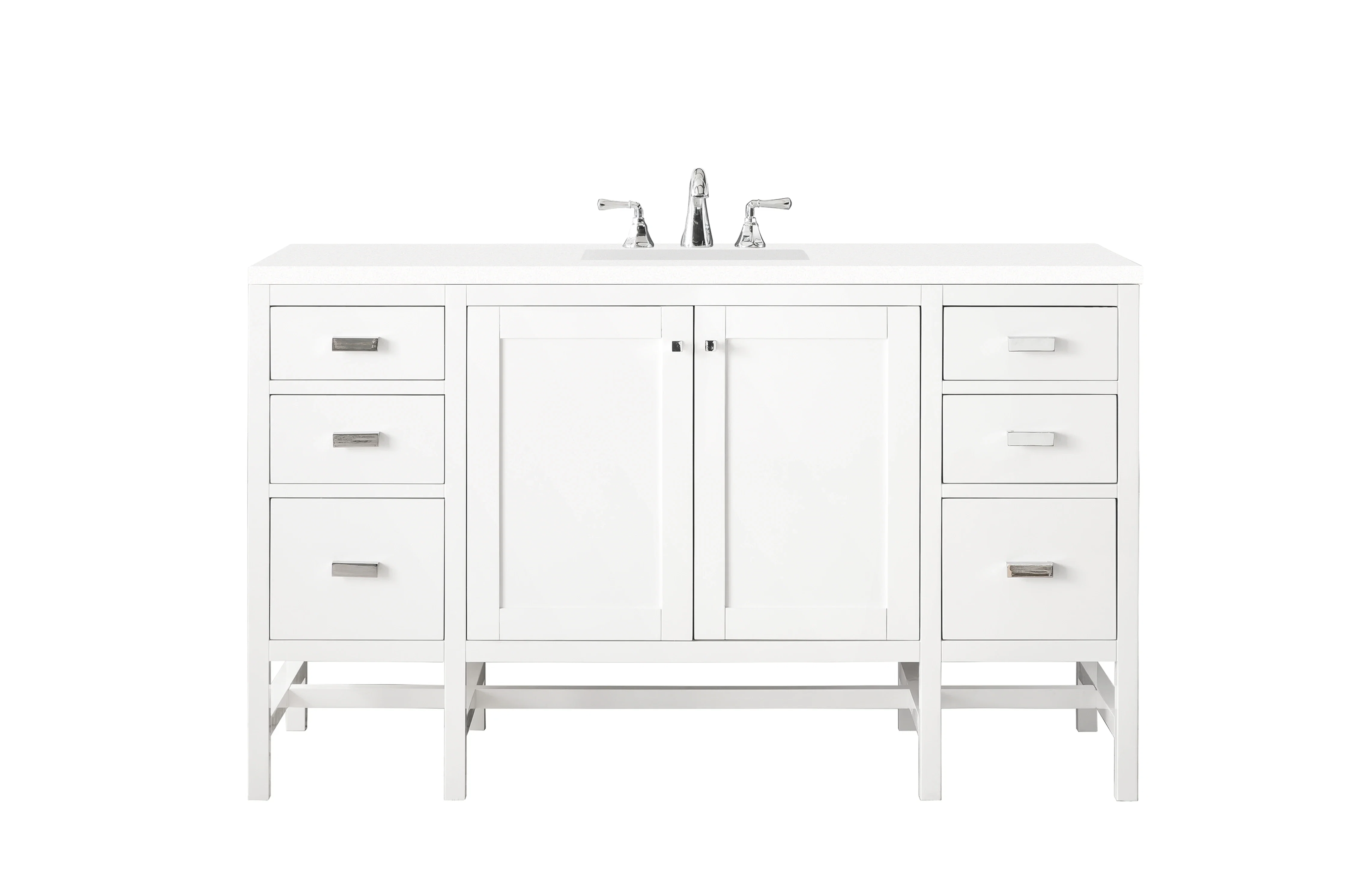 Addison 60" Single Vanity, Glossy White w/ 3 CM White Zeus Silestone Top