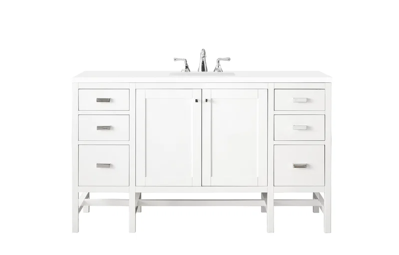 Addison 60" Single Vanity, Glossy White w/ 3 CM White Zeus Silestone Top