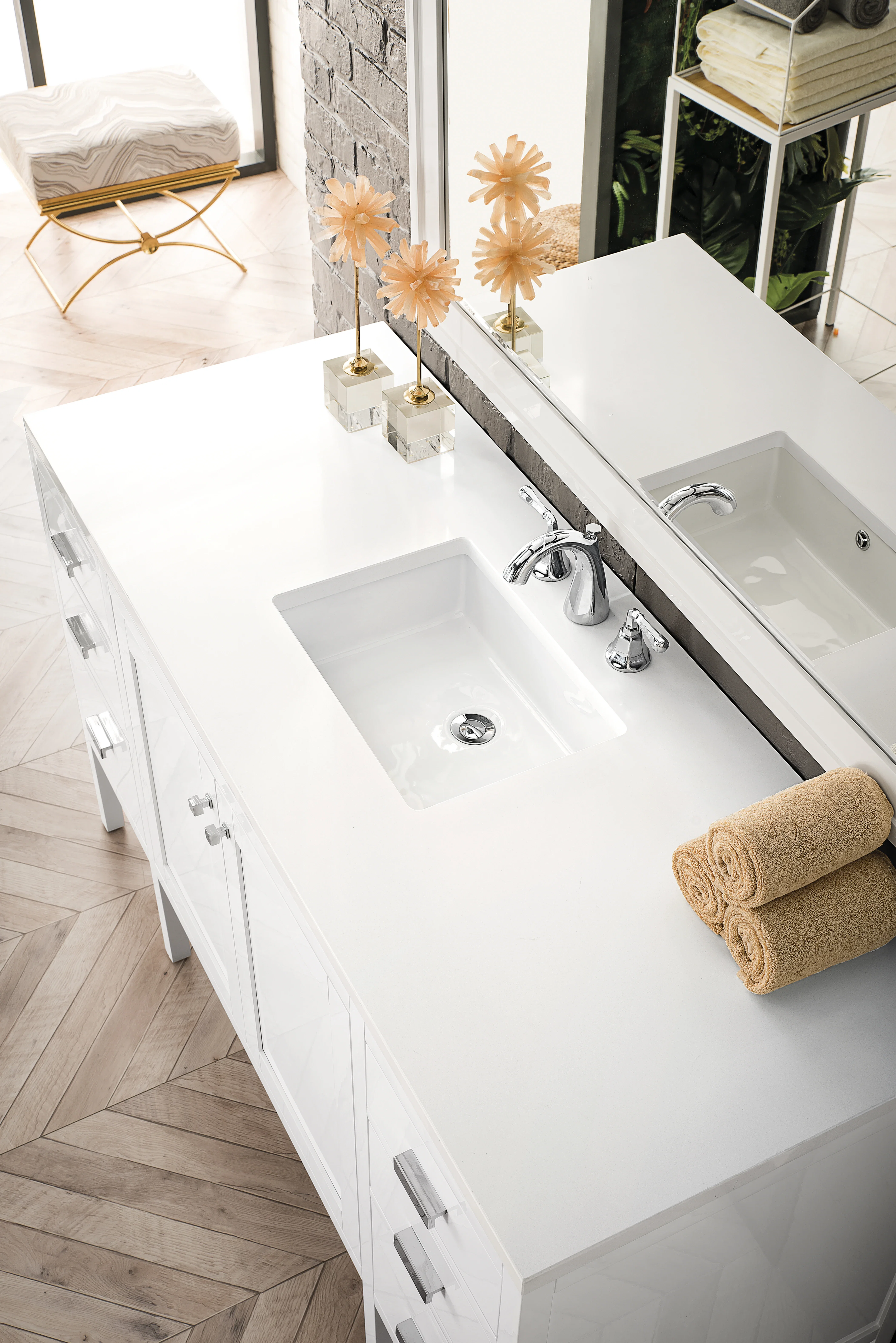 Addison 60" Single Vanity, Glossy White w/ 3 CM White Zeus Silestone Top