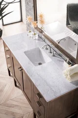 Addison 60" Single Vanity, Mid-Century Acacia w/ 3 CM Carrara White Top