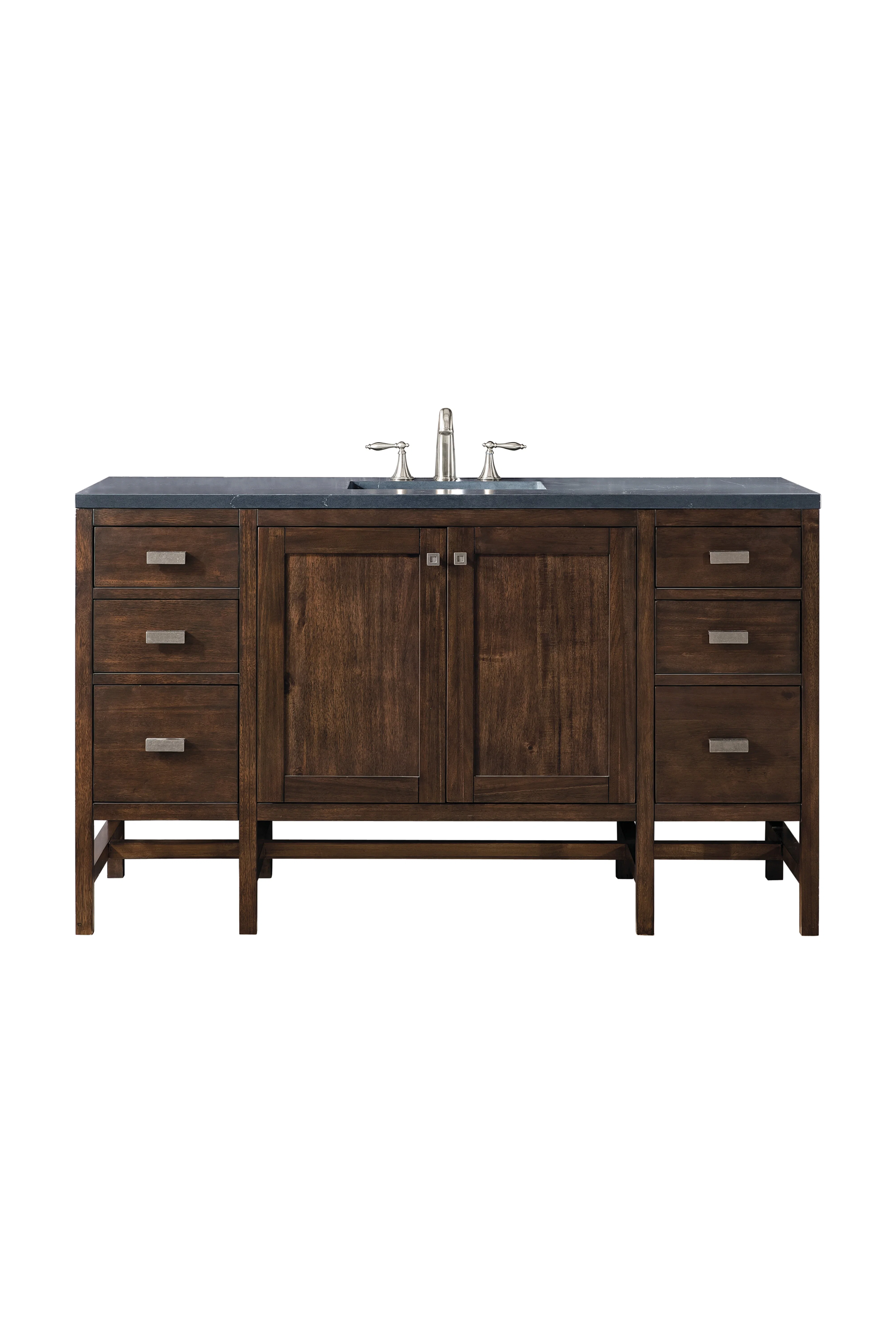 Addison 60" Single Vanity, Mid-Century Acacia w/ 3 CM Charcoal Soapstone Silestone Top