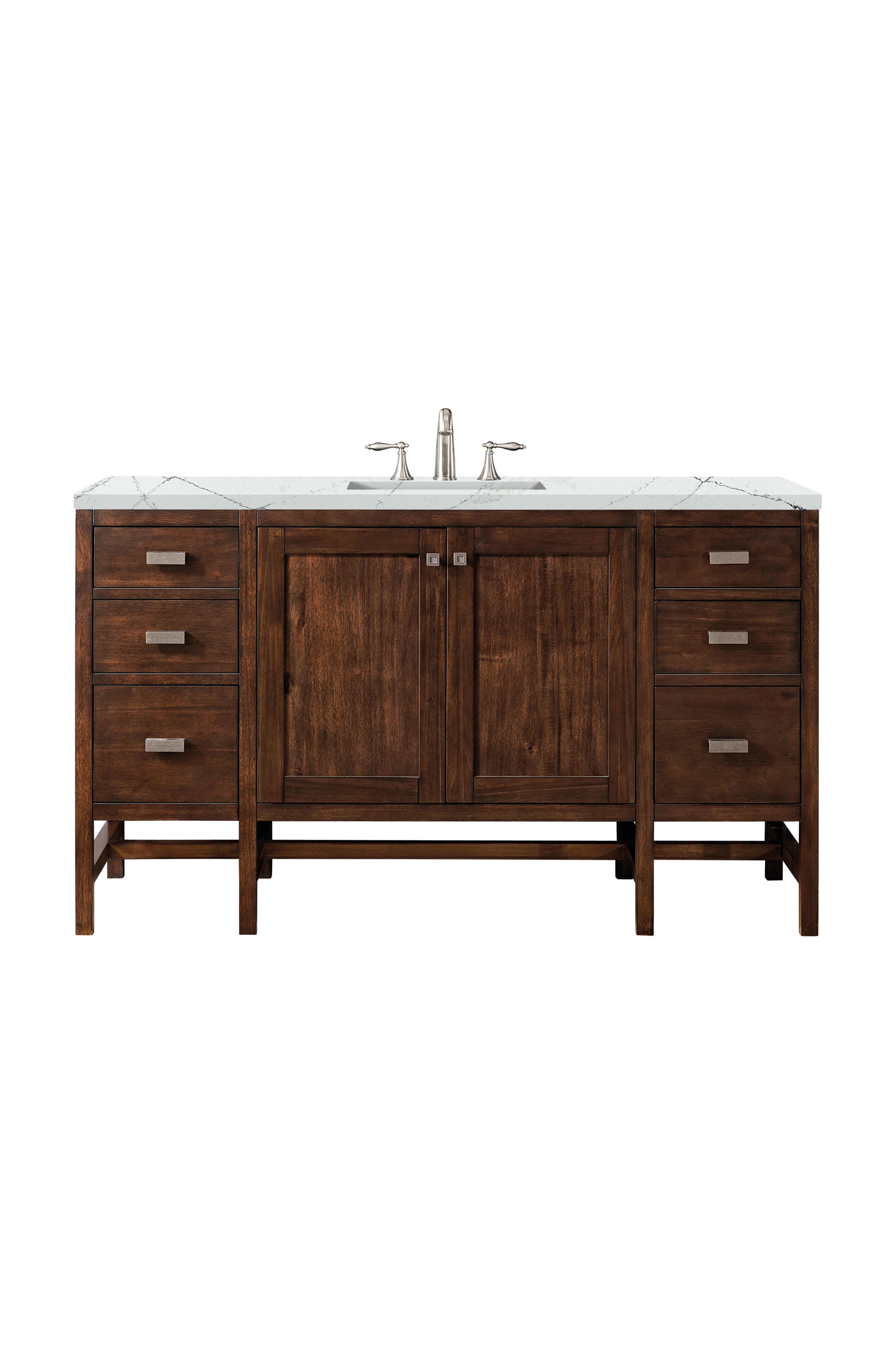 Addison 60" Single Vanity, Mid-Century Acacia w/ 3 CM Ethereal Noctis Silestone Top