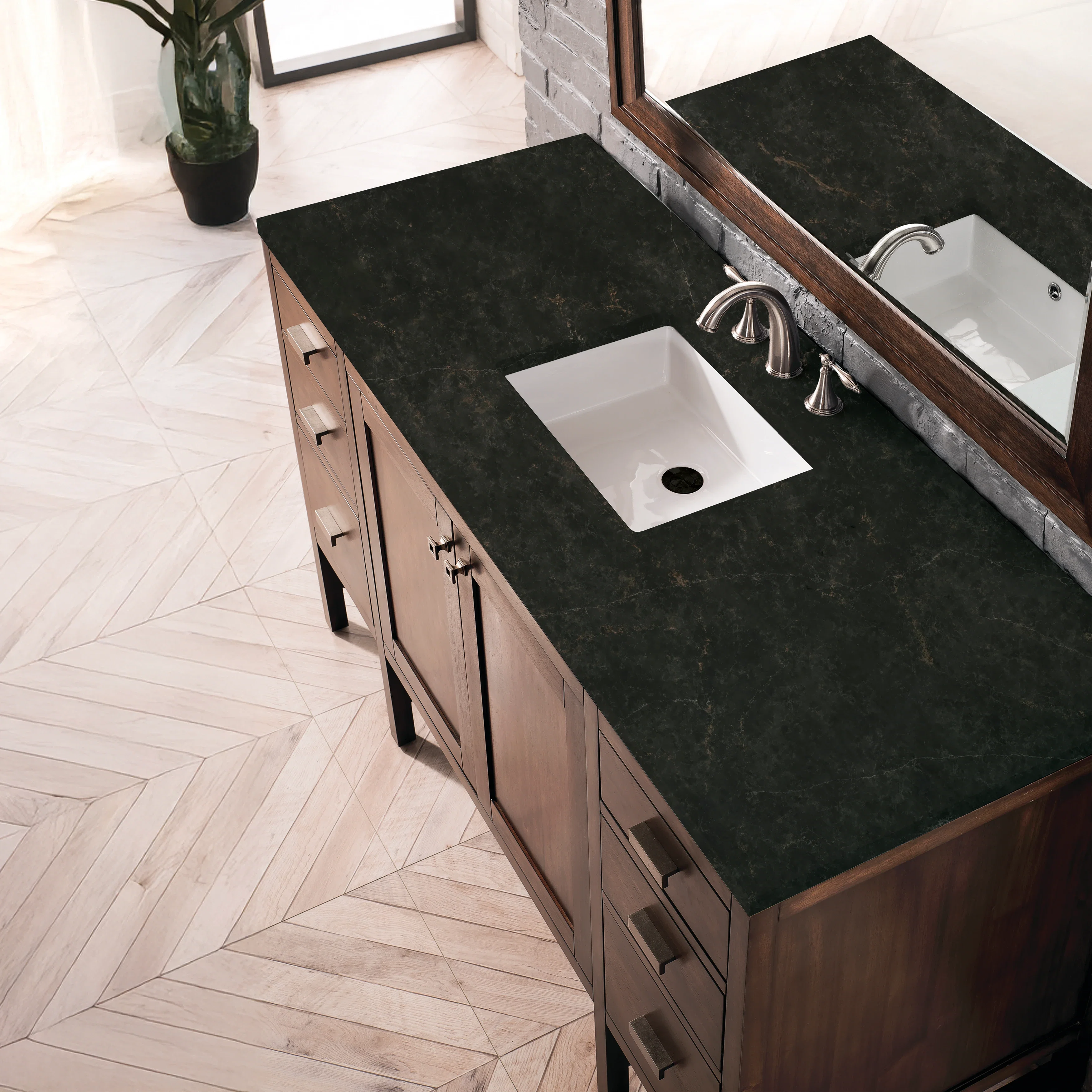 Addison 60" Single Vanity, Mid-Century Acacia, w/ 3 CM Phantome Eclos Top