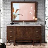 Addison 60" Single Vanity, Mid-Century Acacia w/ 3 CM Victorian Silver Silestone Top