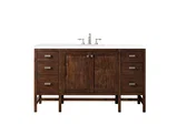 Addison 60" Single Vanity, Mid-Century Acacia w/ 3 CM White Zeus Silestone Top
