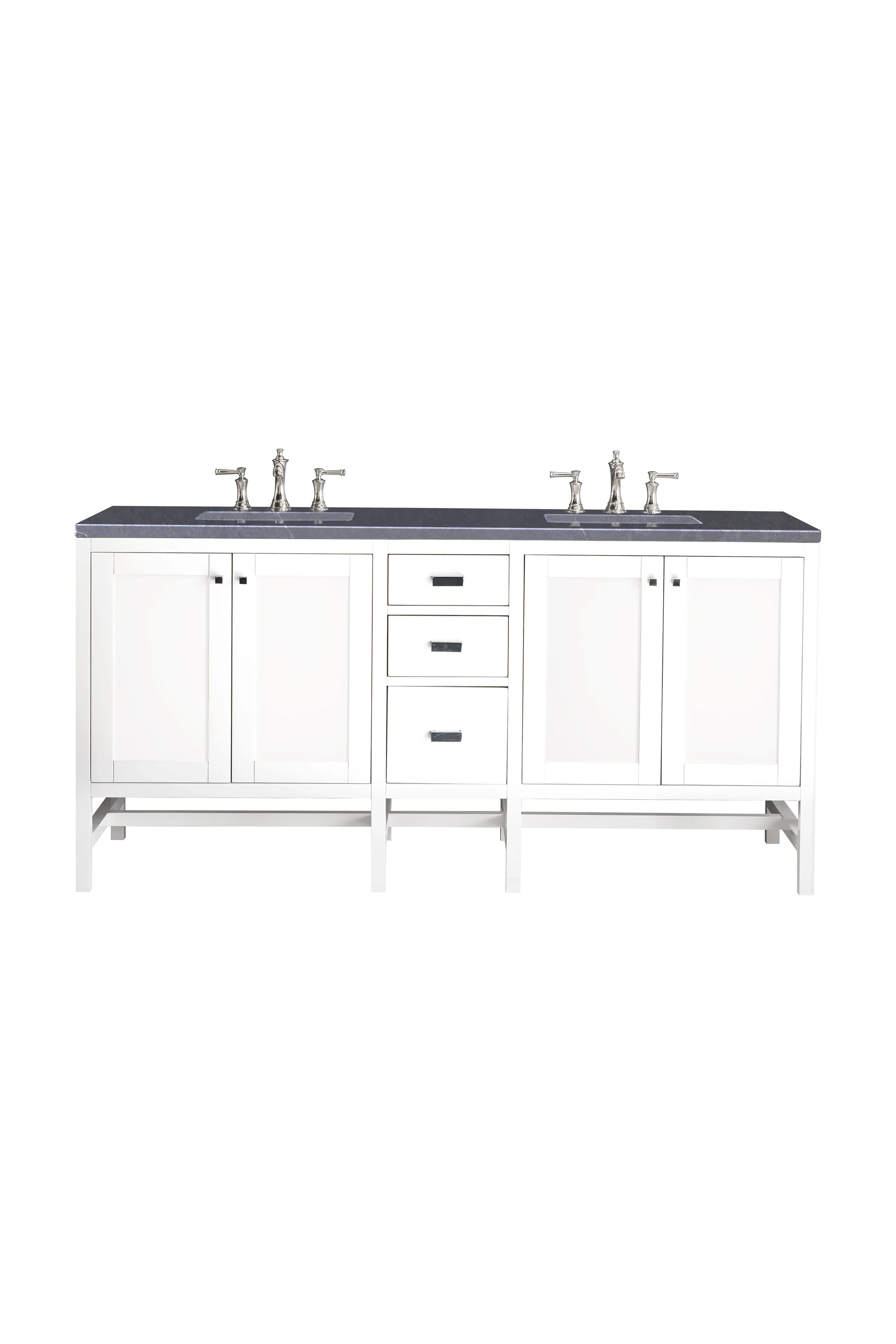 Addison 72" Double Vanity, Glossy White w/ 3 CM Charcoal Soapstone Silestone Top
