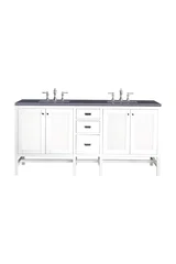 Addison 72" Double Vanity, Glossy White w/ 3 CM Charcoal Soapstone Silestone Top