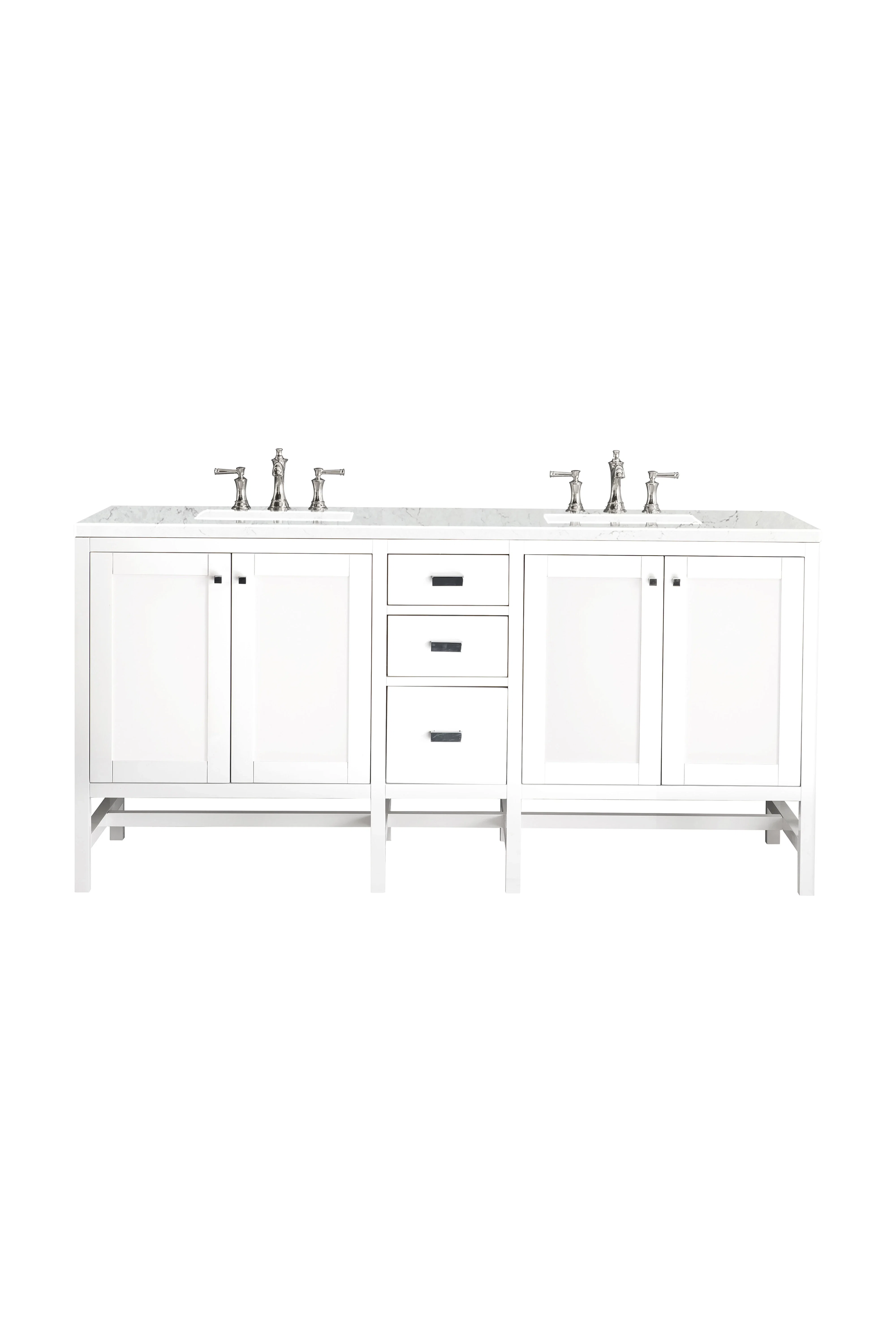 Addison 72" Double Vanity, Glossy White w/ 3 CM Eternal Jasmine Pearl Silestone Top
