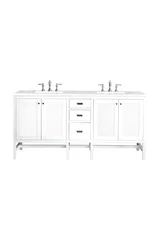 Addison 72" Double Vanity, Glossy White w/ 3 CM Eternal Jasmine Pearl Silestone Top