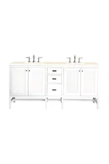 Addison 72" Double Vanity, Glossy White w/ 3 CM Eternal Marfil Top