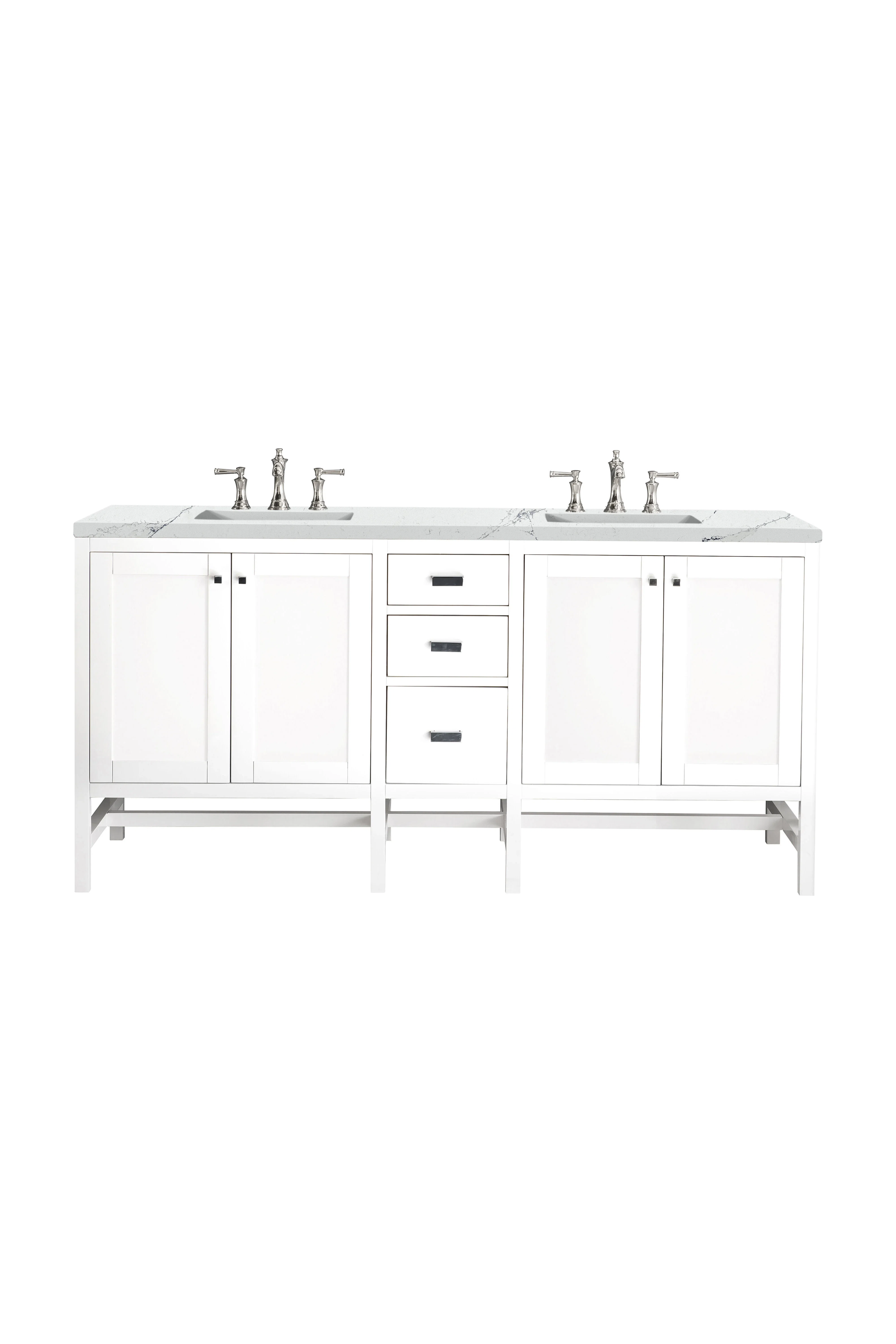 Addison 72" Double Vanity, Glossy White w/ 3 CM Ethereal Noctis Top