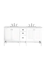Addison 72" Double Vanity, Glossy White w/ 3 CM Ethereal Noctis Top