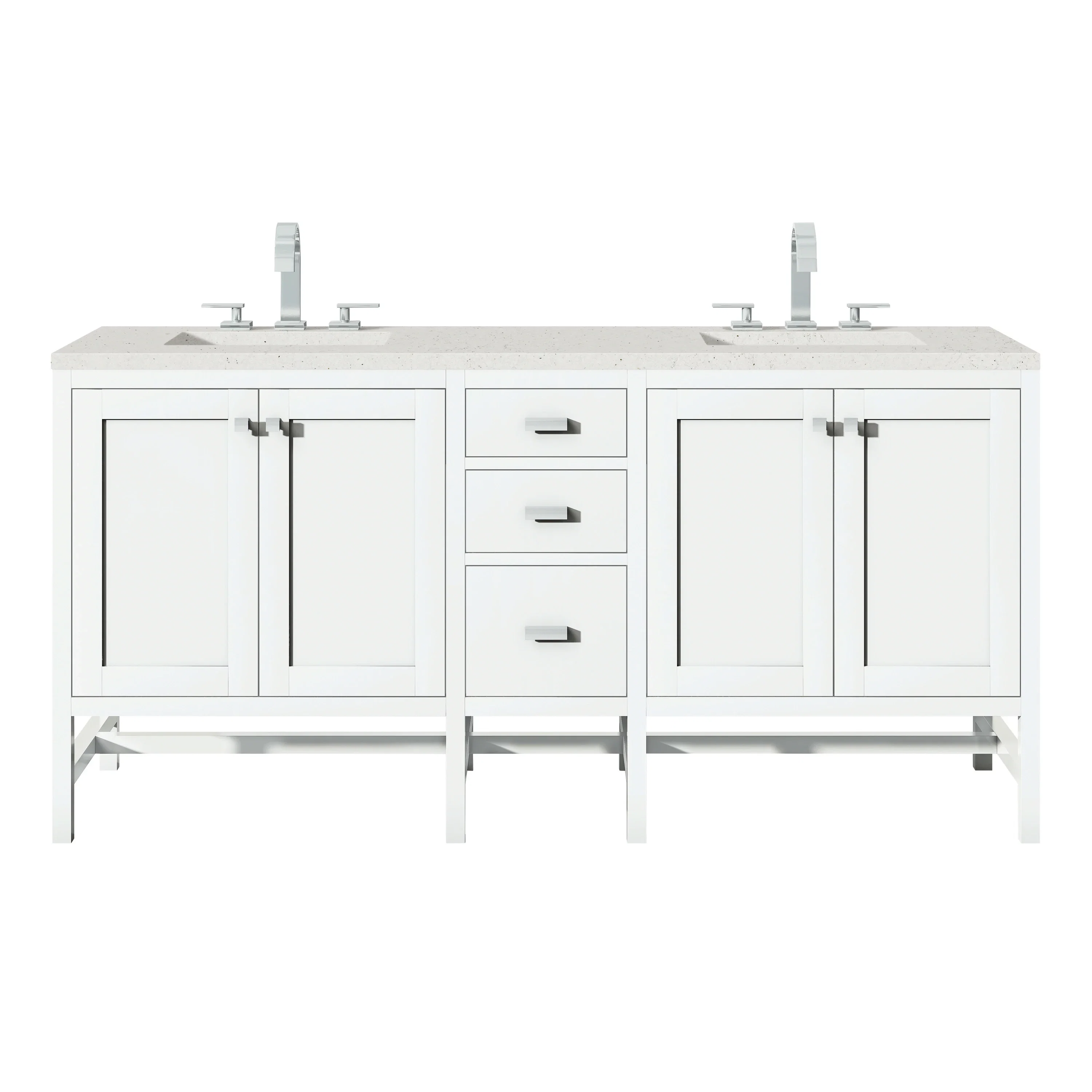 Addison 72" Double Vanity, Glossy White w/ 3 CM Lime Delight Silestone Top