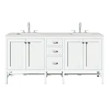 Addison 72" Double Vanity, Glossy White w/ 3 CM Lime Delight Silestone Top