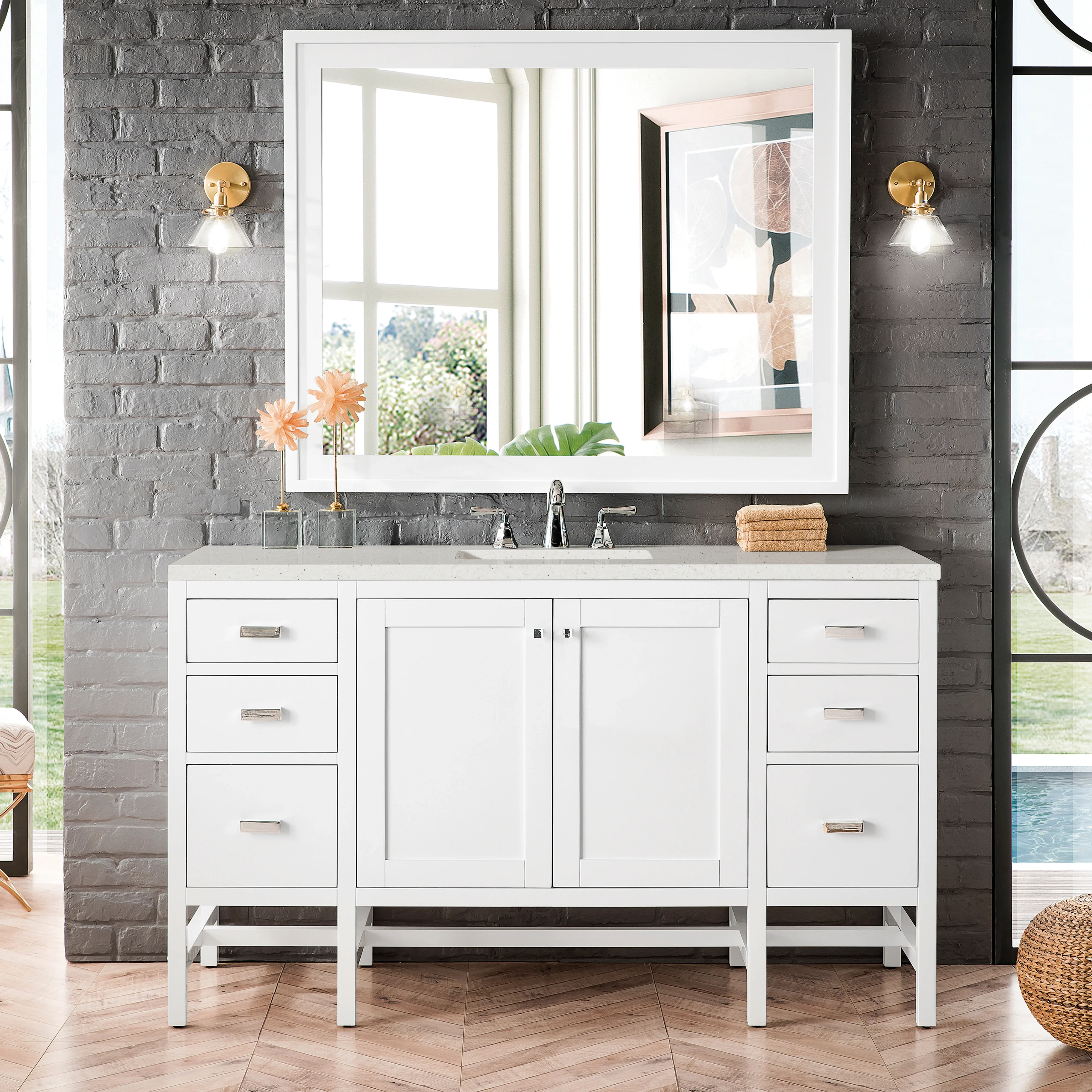 Addison 72" Double Vanity, Glossy White w/ 3 CM Lime Delight Silestone Top