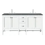 Addison 72" Double Vanity, Glossy White w/ 3 CM Parisien Bleu Silestone Top