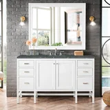 Addison 72" Double Vanity, Glossy White w/ 3 CM Parisien Bleu Silestone Top