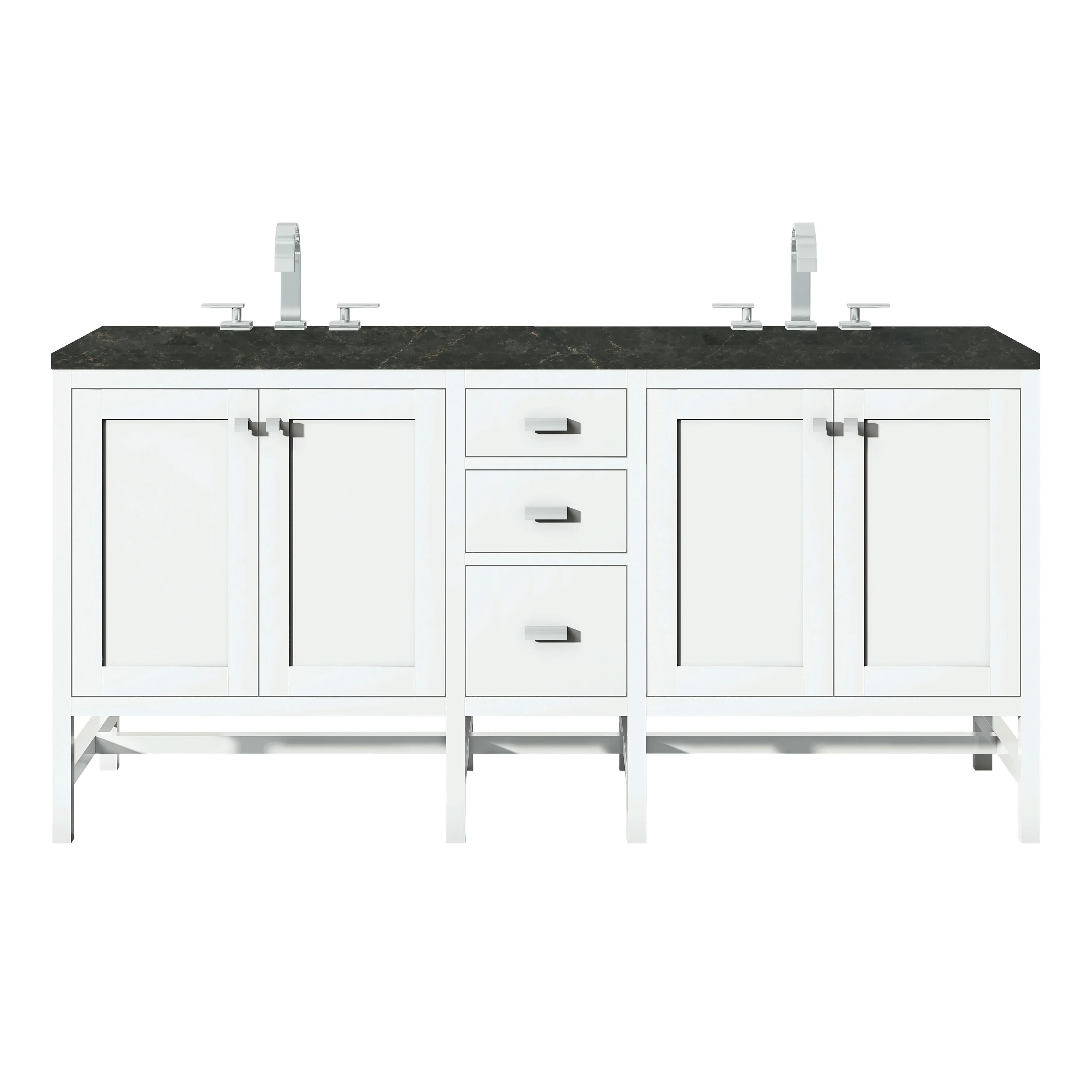 Addison 72" Double Vanity, Glossy White, w/ 3 CM Phantome Eclos Top