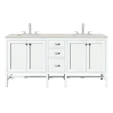 Addison 72" Double Vanity, Glossy White, w/ 3 CM Siberian Silestone Top