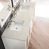 Addison 72" Double Vanity, Glossy White, w/ 3 CM Siberian Silestone Top