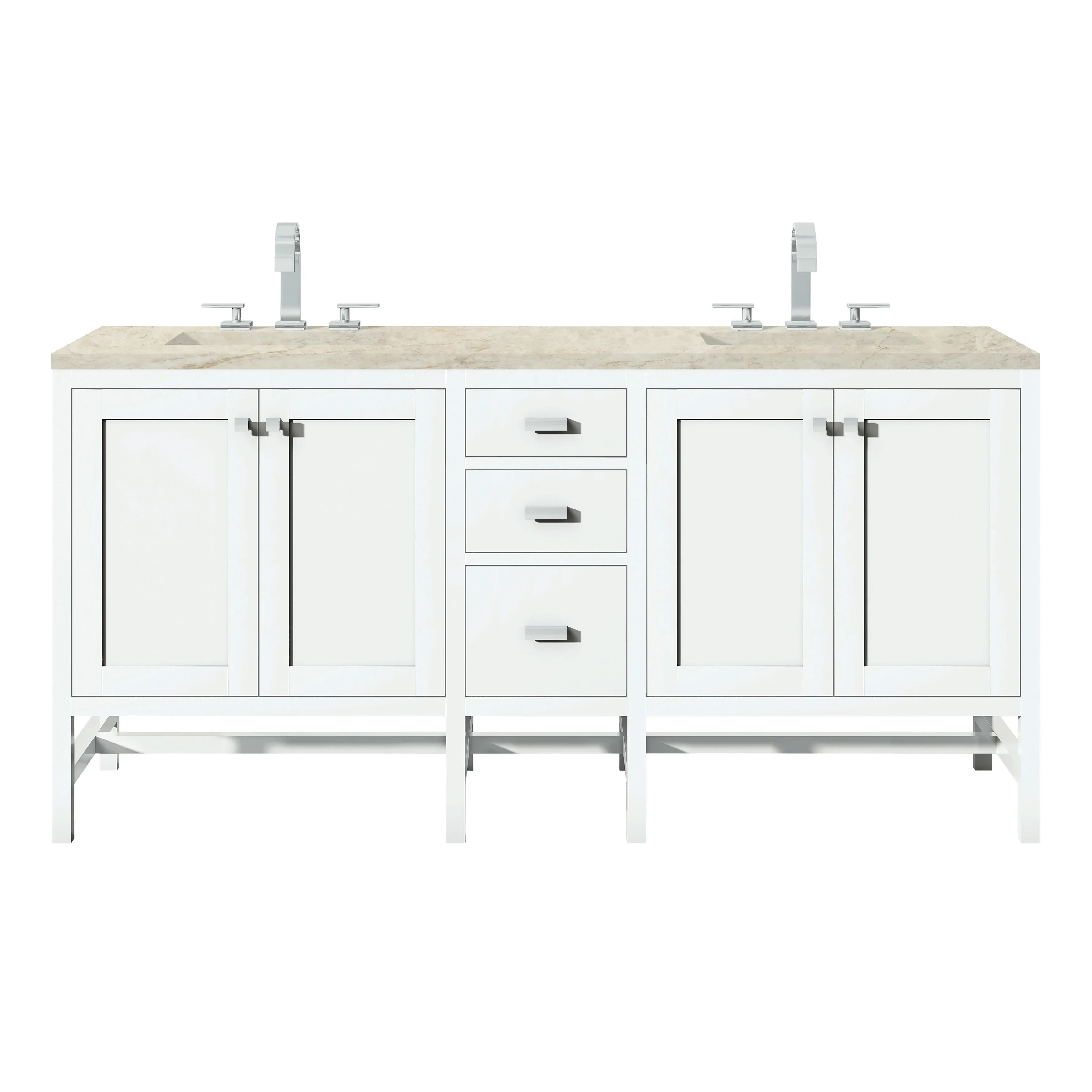 Addison 72" Double Vanity, Glossy White, w/ 3 CM Tajnar Eclos Top