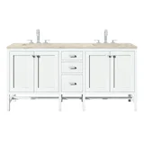 Addison 72" Double Vanity, Glossy White, w/ 3 CM Tajnar Eclos Top