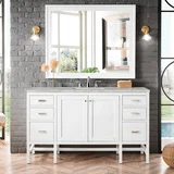 Addison 72" Double Vanity, Glossy White w/ 3 CM Victorian Silver Silestone Top