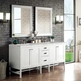 Addison 72" Double Vanity, Glossy White w/ 3 CM Victorian Silver Silestone Top