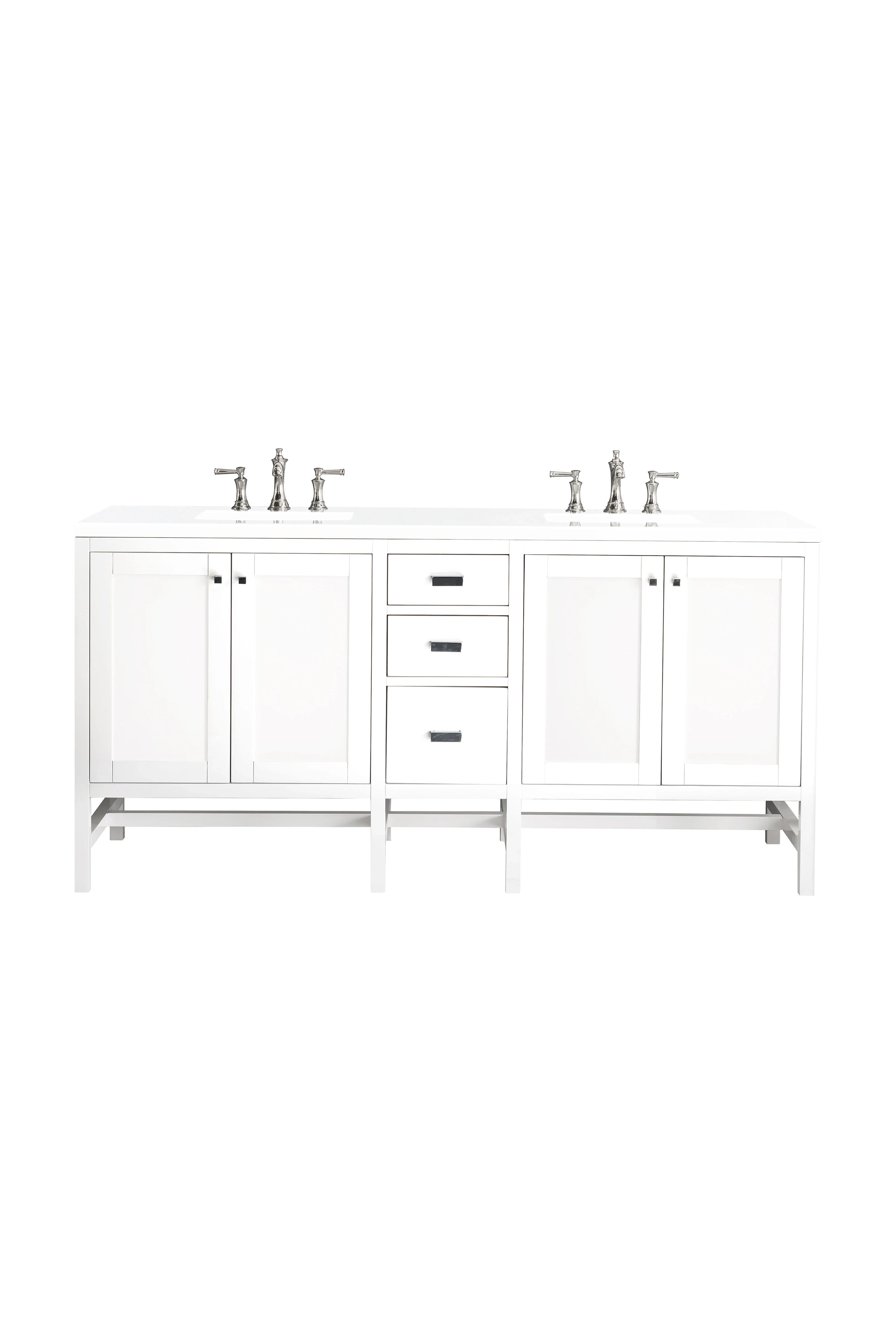 Addison 72" Double Vanity, Glossy White w/ 3 CM White Zeus Silestone Top