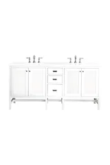 Addison 72" Double Vanity, Glossy White w/ 3 CM White Zeus Silestone Top