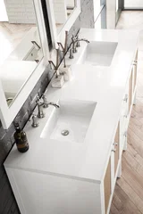 Addison 72" Double Vanity, Glossy White w/ 3 CM White Zeus Silestone Top