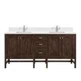 Addison 72" Double Vanity, Mid-Century Acacia w/ Single Hole 3 CM White Zeus Silestone Top & Backsplash