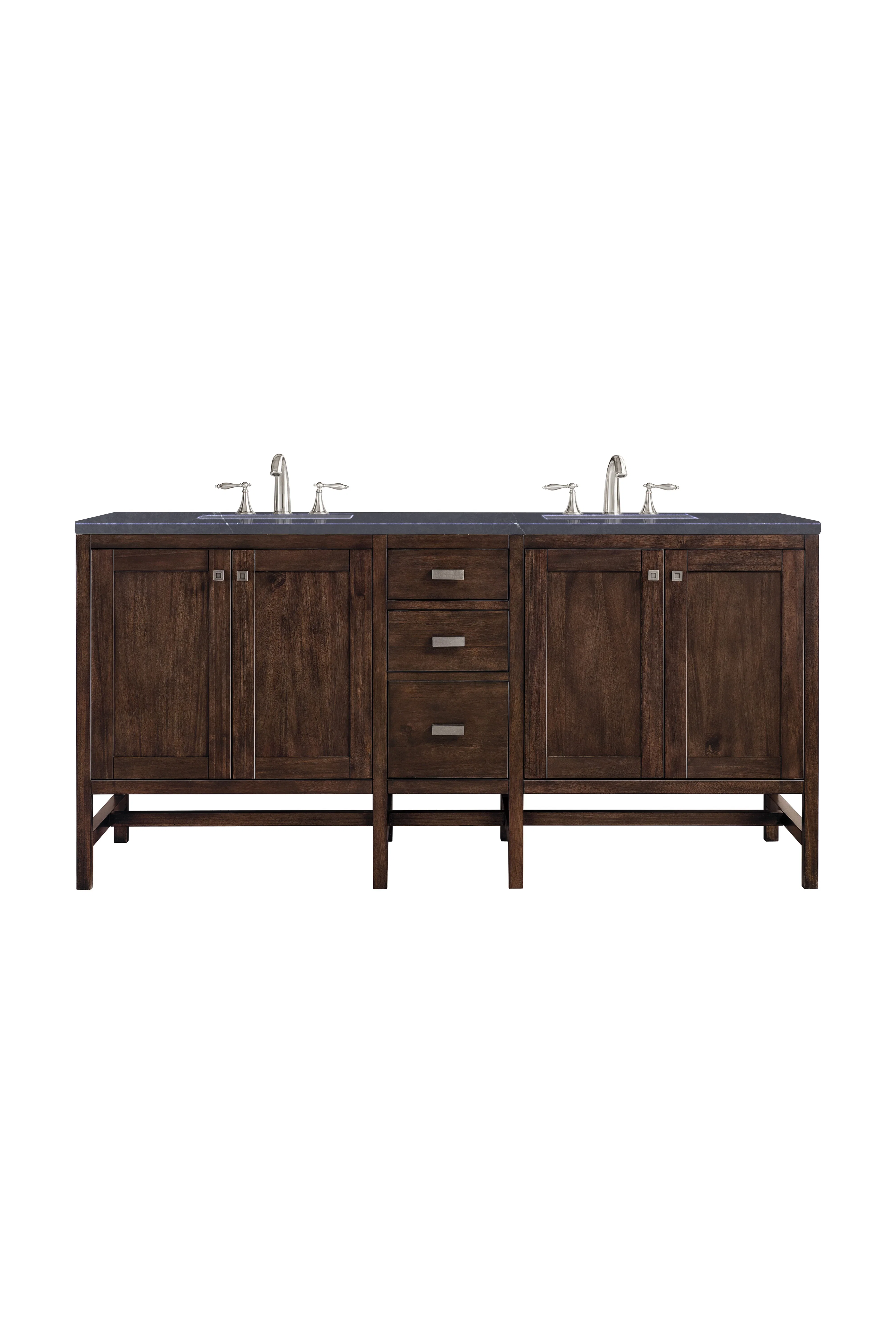 Addison 72" Double Vanity, Mid-Century Acacia w/ 3 CM Charcoal Soapstone Silestone Top