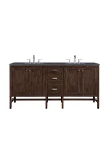 Addison 72" Double Vanity, Mid-Century Acacia w/ 3 CM Charcoal Soapstone Silestone Top