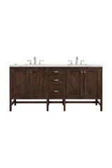 Addison 72" Double Vanity, Mid-Century Acacia w/ 3 CM Ethereal Noctis Silestone Top