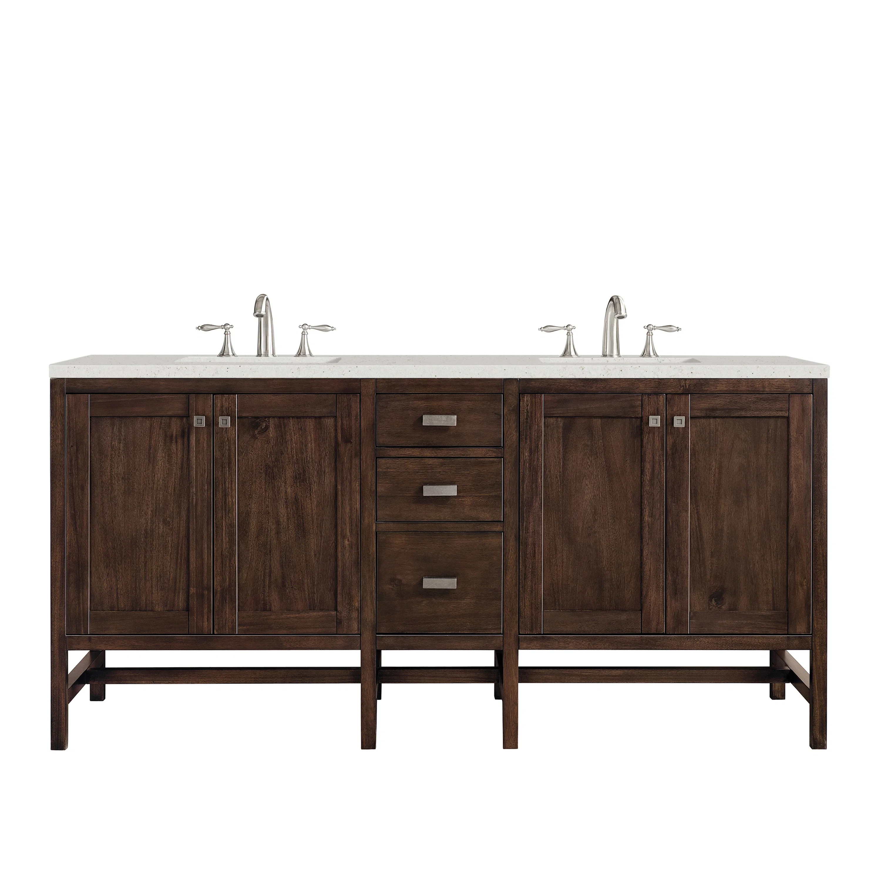 Addison 72" Double Vanity, Mid-Century Acacia w/ 3 CM Lime Delight Silestone Top