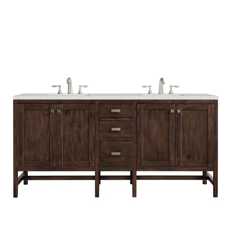Addison 72" Double Vanity, Mid-Century Acacia w/ 3 CM Lime Delight Silestone Top