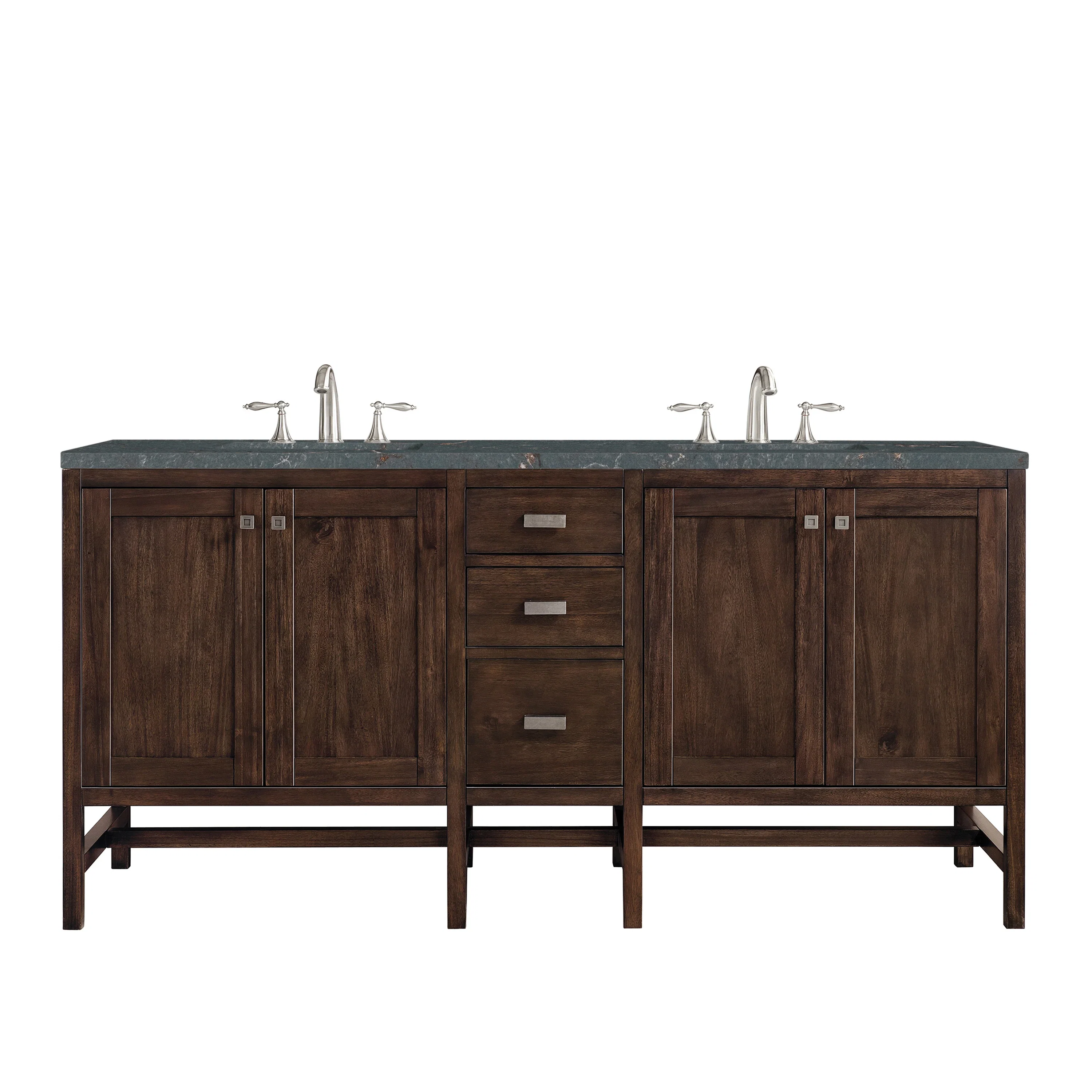 Addison 72" Double Vanity, Mid-Century Acacia w/ 3 CM Parisien Bleu Silestone Top