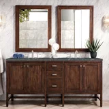 Addison 72" Double Vanity, Mid-Century Acacia w/ 3 CM Parisien Bleu Silestone Top