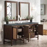 Addison 72" Double Vanity, Mid-Century Acacia w/ 3 CM Parisien Bleu Silestone Top