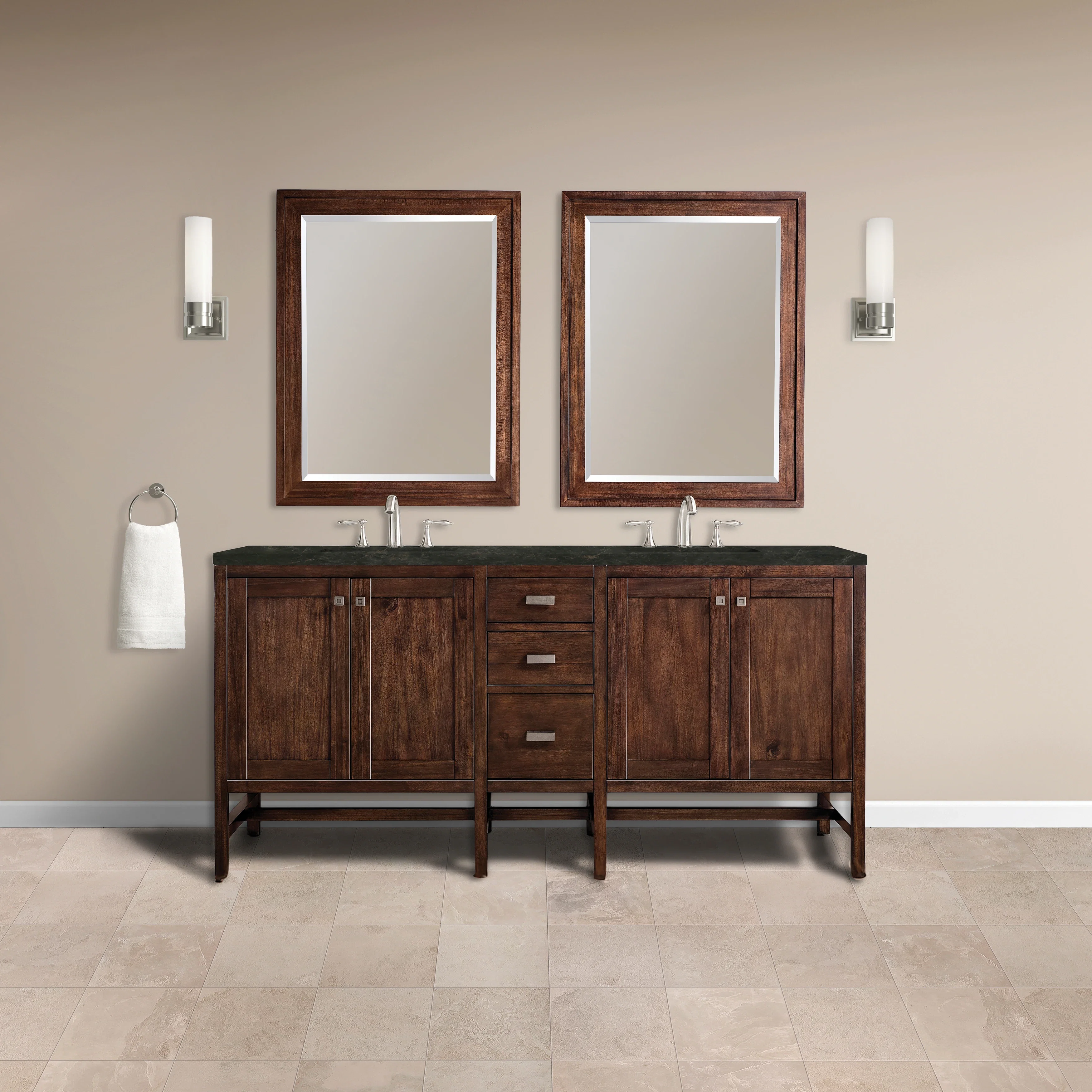 Addison 72" Double Vanity, Mid-Century Acacia, w/ 3 CM Phantome Eclos Top