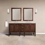Addison 72" Double Vanity, Mid-Century Acacia, w/ 3 CM Siberian Silestone Top