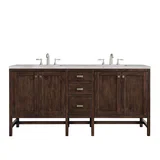 Addison 72" Double Vanity, Mid-Century Acacia w/ 3 CM Victorian Silver Silestone Top